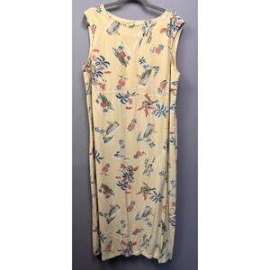 F. L. Malik Maxi Dress Womens XL yellow Cruise Trip Sleeveless Scoop Neck Resort